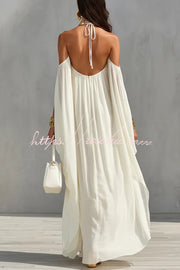 Chiffon Halter Neck Maxi Dress – Loose Fit Vacation Wear