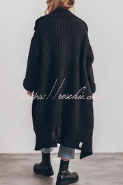 Chunky Knit Oversized Midi Cardigan with Pockets