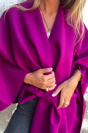 Women's Loose V-Neck Shawl Cape Jacket – Casual Long Sleeve