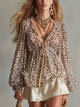 Leopard Print Chiffon Long Sleeve Blouse | Bohemian Style