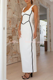 Robe longue moulante extensible sans manches pour tenue de soirée
