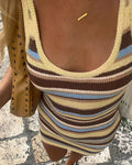Retro Striped Knit Bodycon Mini Dress