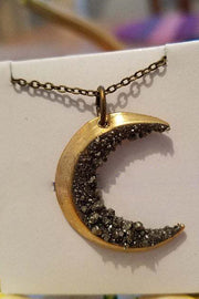 Vintage Moon Pendant Necklace in Gold-Tone Alloy