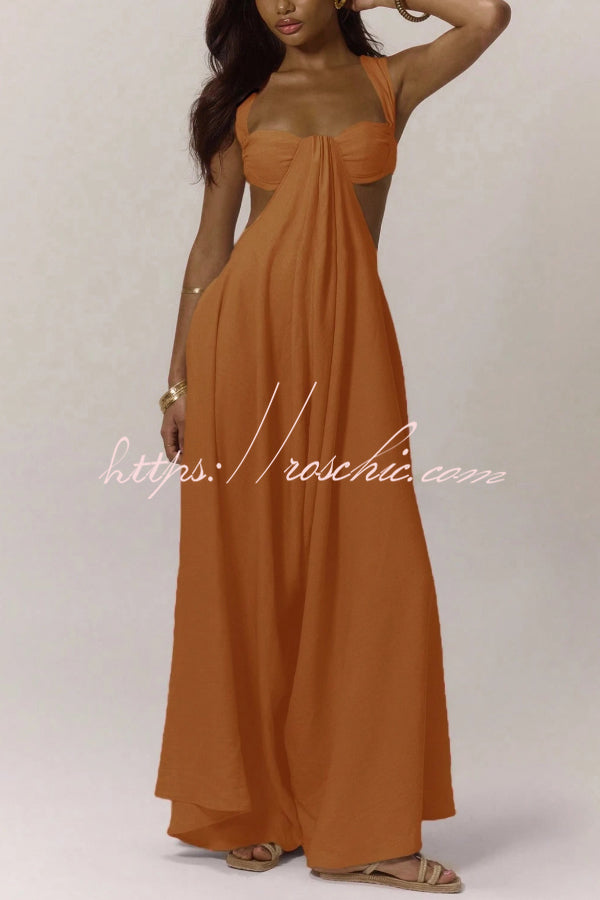Women's Wide-Leg Jumpsuit – Square Neck Sleeveless Loose Fit