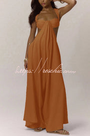 Women's Wide-Leg Jumpsuit – Square Neck Sleeveless Loose Fit