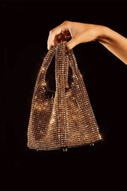 Rhinestone Crystal Bucket Bag with Detachable Chain Strap