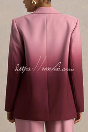 Ombre Satin Lapel Blazer – Single Button Loose Fit