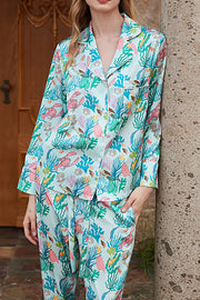 Underwater Print Long Sleeve Two-Piece Set – Loose Fit