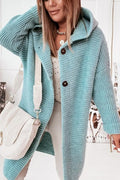 Hooded Cardigan with Coffee Button-Down Detail