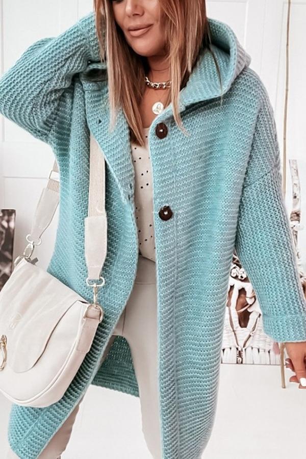 Cardigan à capuche avec détails boutonnés café