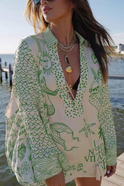 Satin Letter Print Shirt & Shorts Set | Loose Vacation Two-Piece