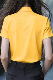 Tie-Neck Ruffle Collar Short Sleeve Shirt | Loose Fit Blouse