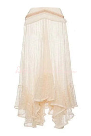 Sheer Mesh Lace Ankle-Length Beach Skirt – Loose Fit