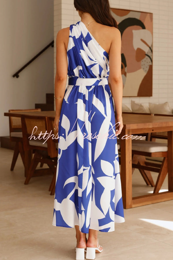 Printed One-Shoulder Maxi Dress – Vacation Casual Style
