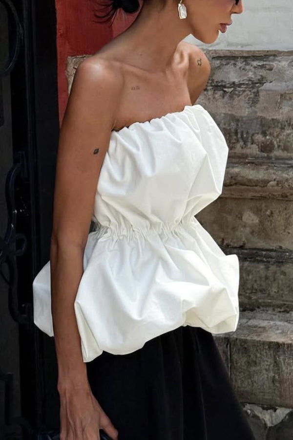 Off-Shoulder Strapless Top with Elastic Waist | Vacation Style