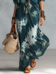 Ocean Blue Tie-Dye Bohemian Maxi Dress | Resort Wear