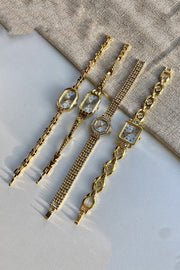 Vintage Gold Quartz Watch with Alloy Case & Folding Buckle