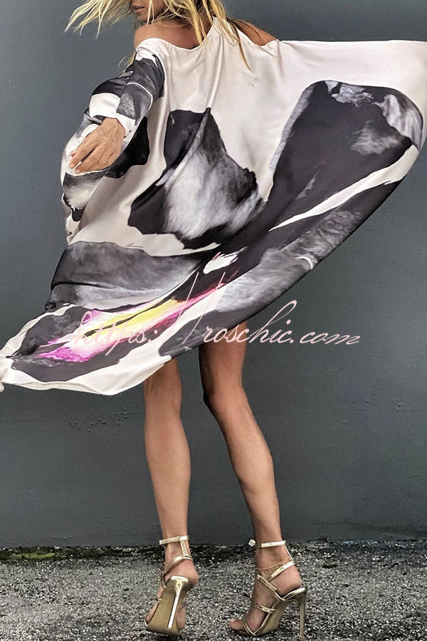 Floral Printed One Shoulder Maxi Dress – Loose Fit