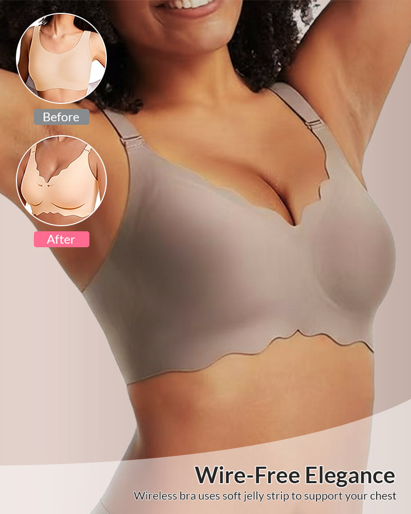 Scalloped Wireless Bra with 360° Jelly Strip Lift Support