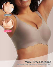 Scalloped Wireless Bra with 360° Jelly Strip Lift Support