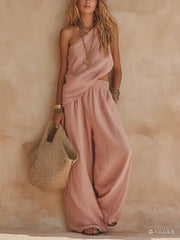 Casual One-Shoulder Ruched Set