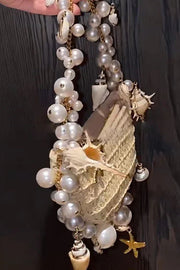 Pearl Conch Shell Half-Moon Bag with Chain Strap