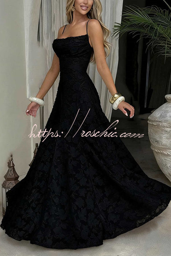 Floral Burnout Cowl Neck Lace-Up Back Maxi Dress