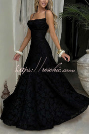Floral Burnout Cowl Neck Lace-Up Back Maxi Dress