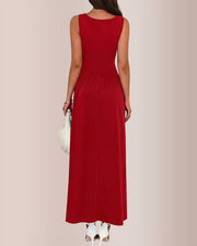 Sleeveless Ruched High-Waist Maxi Dress for Special Occasions