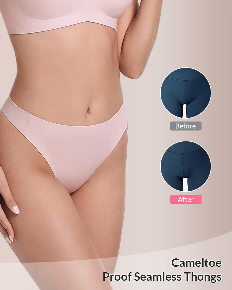 Seamless Invisible Thongs for Women – 5 Pack No-Show Panties