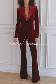 Velvet High Rise Flare Pants with Elastic Waist
