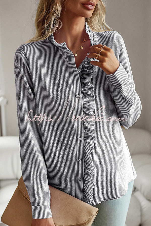 Chemise boutonnée à manches longues pour femmes, haut ample et décontracté