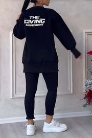 Ensemble sweat-shirt ample décontracté et pantalon à taille élastique pour femmes