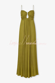 Metal Hollow Back Smocked Maxi Slip Dress – Vacation Style