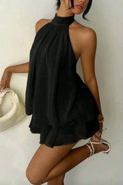 Chiffon Halter Neck Backless Mini Dress | Vacation Style