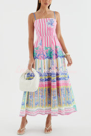 Printed Spaghetti Strap Square Neck Maxi Dress