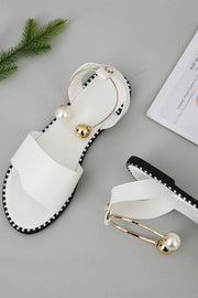Pearl Buckle Roman Sandals with Flat Bottom – Vacation Style