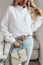 Chemise boutonnée à manches longues pour femmes, haut ample et décontracté