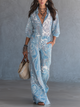 Ensemble pantalon large à imprimé cachemire bleu ciel – Boho deux pièces
