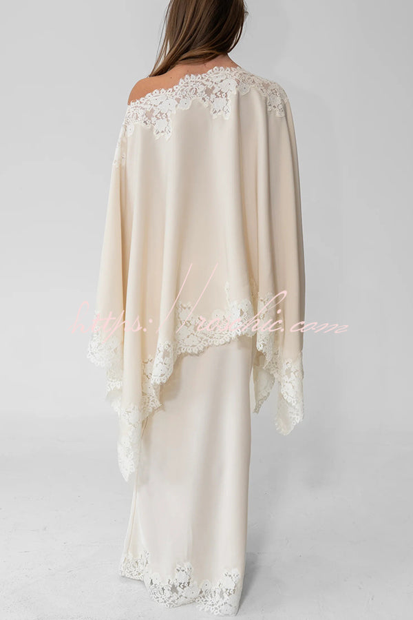 Satin Lace Trim High Rise Maxi Skirt – Party & Vacation