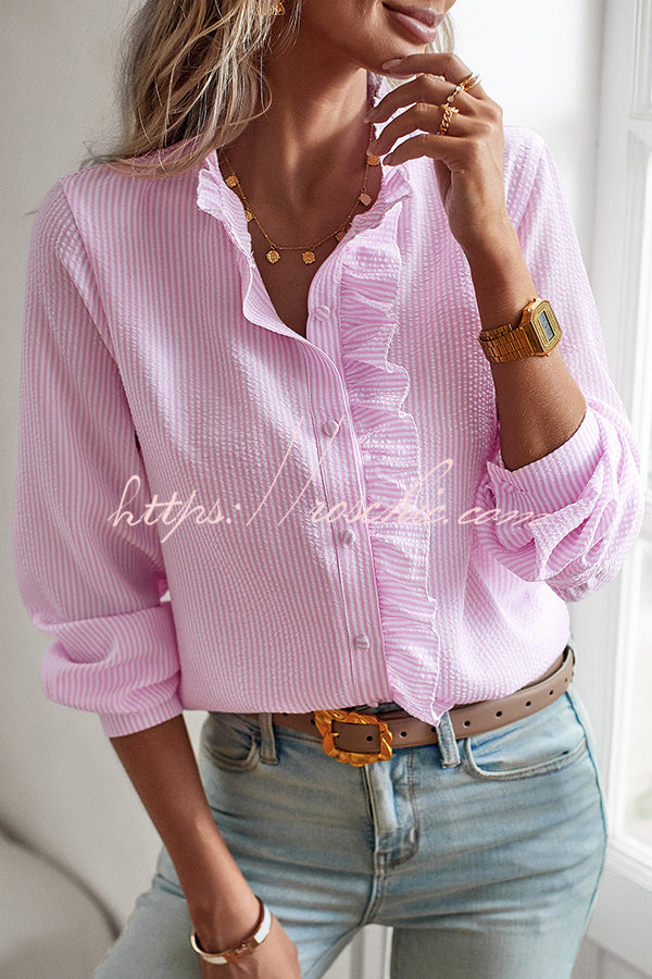 Women's Long Sleeve Button Shirt Loose Casual Top