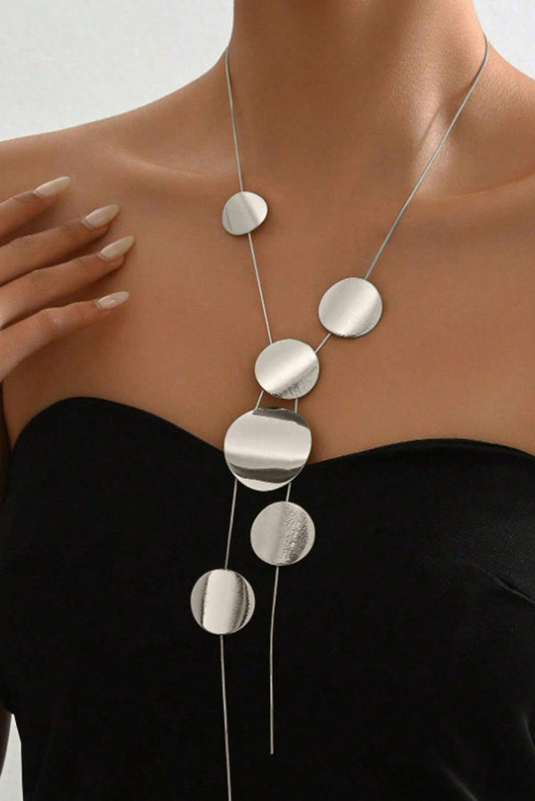 Gold & Silver Hollow Geometric Round Necklace