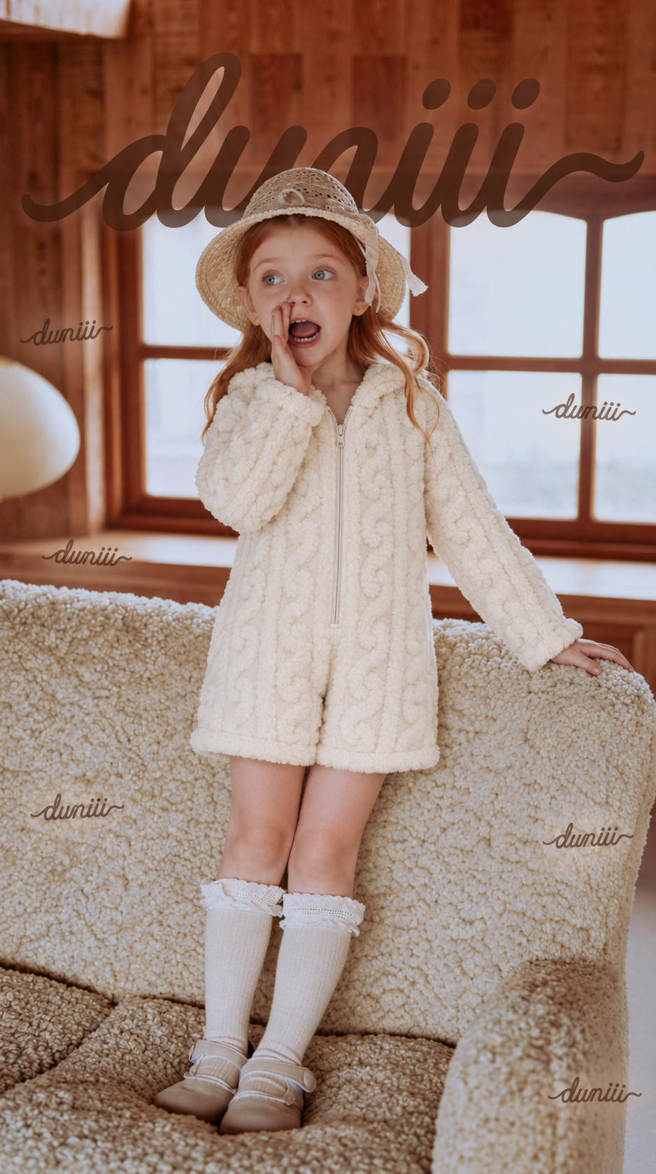 Duniii Original Teddy Bear Plush Hooded Romper