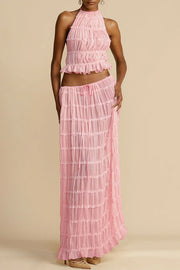 Pleated Tiered Maxi Skirt with Drawstring Waist | Vacation Wear