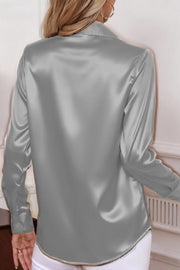 Women's Long Sleeve Button-Down Shirt – Loose Fit Office Top