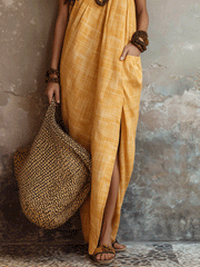 Mustard Yellow Wrap Maxi Dress – Lightweight Resort Style