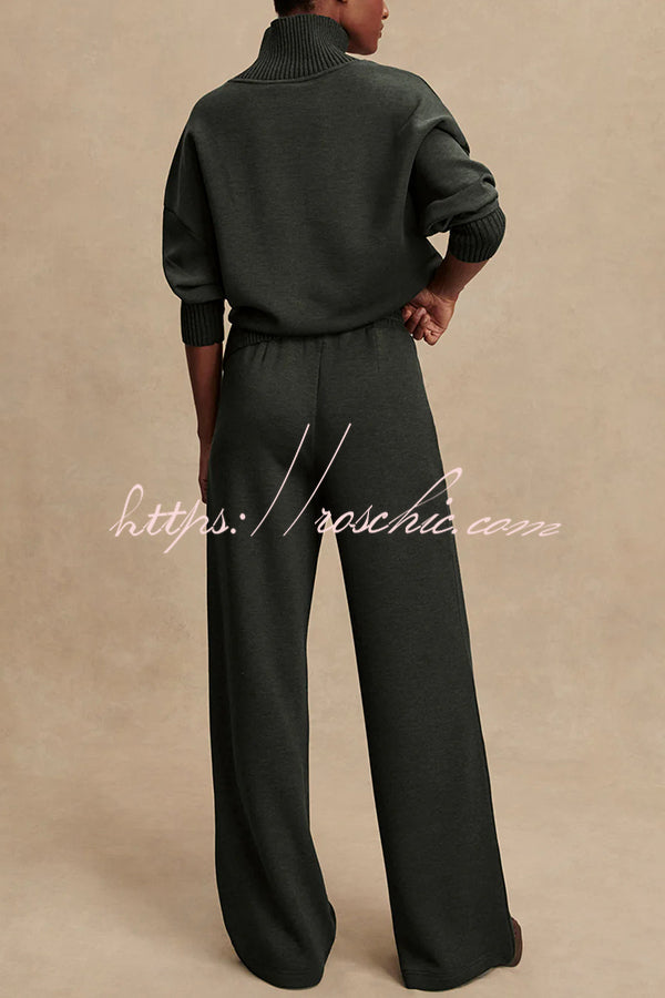 High-Neck Long Sleeve Sweatshirt and Loose Pants Lounge Set