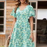 ZEAGOO Women's Summer Dress Casual Swing Floral Ruffle Short Sleeve Sundresses Beach Mini A-line Shift Dress with Pockets summerwins