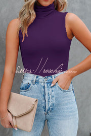 Seamless Turtleneck Tank Top – Regular Fit Casual Sleeveless