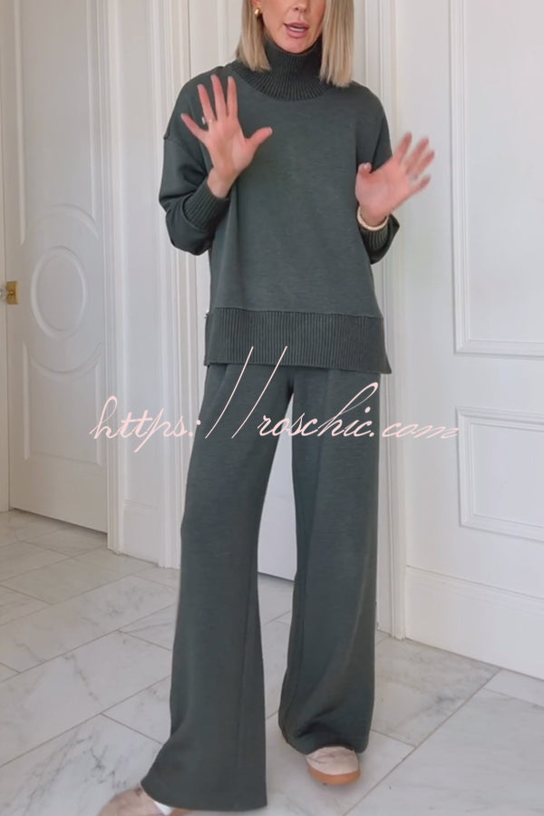 Ensemble sweat-shirt à manches longues et pantalon ample à col montant